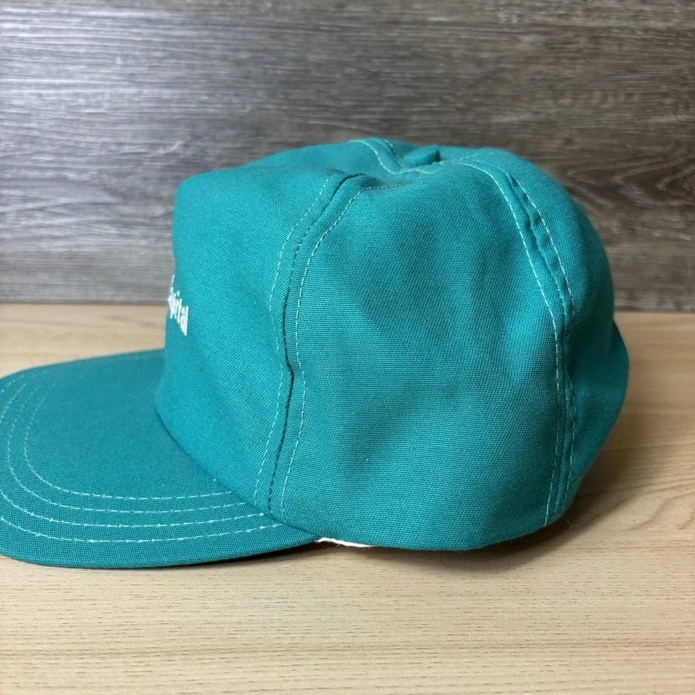 Vintage GE Capital Hat Cap Strap Back Teal Green Embroidered Promo Mens 90s